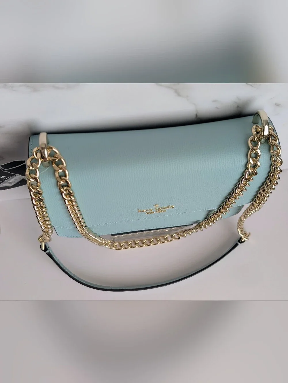 NWT Kate Spade Remi Flap Chain Crossbody Bag Wild Sage Aqua Blue Leather